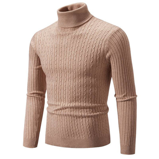 Herren nan Rollkragenpullover mit Zopfstrick und schlanker Passform EB