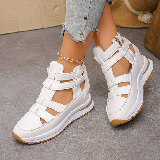 Damen Sportliche Plateau-Sandale mit geflochtenem Riemen und dämpfender Profilsohle EB