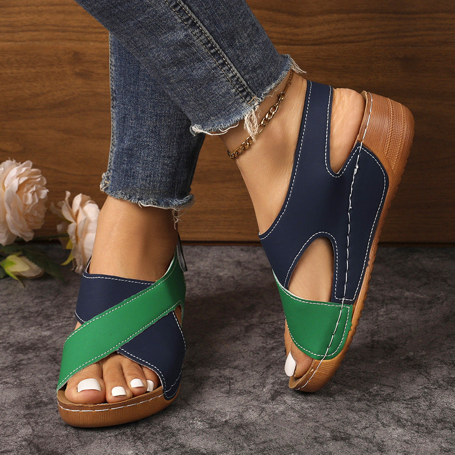 Damen Komfortable Wedge-Sandalen mit verstellbaren Riemen EB