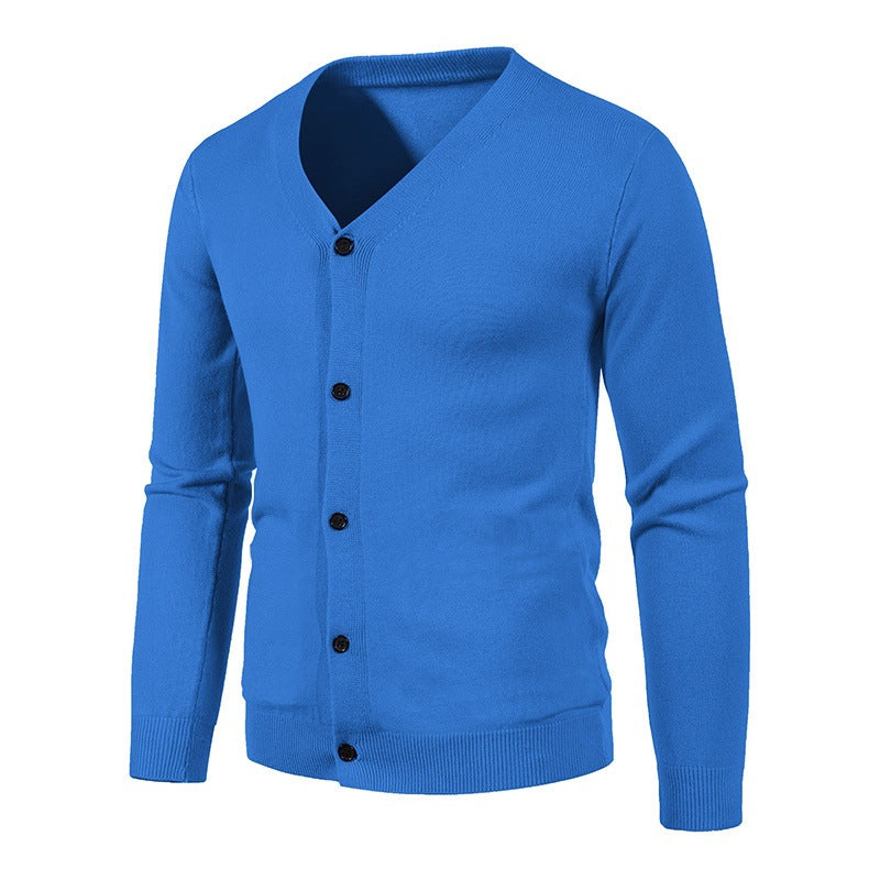 Herren stilvolle Strickjacke mit tiefem V-Ausschnitt und Knopfleiste EB