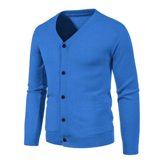 Herren stilvolle Strickjacke mit tiefem V-Ausschnitt und Knopfleiste EB