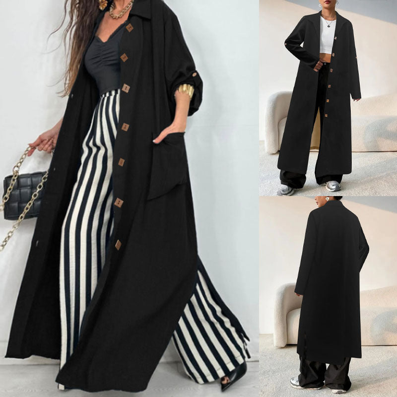 Damen Oversized Mantel mit klassischem Revers und Knopfdetails EB