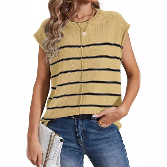 Damen lässiges Stricktop mit modischem Streifenmuster EB