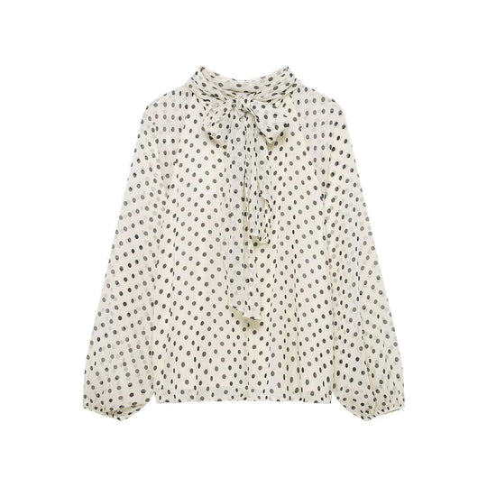 Damen nan Chiffonbluse mit Schleifenkragen und Ballonärmeln EB