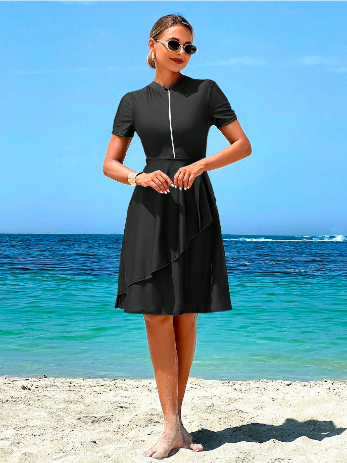 Damen Elegantes Strandkleid mit Rüschendesign EB