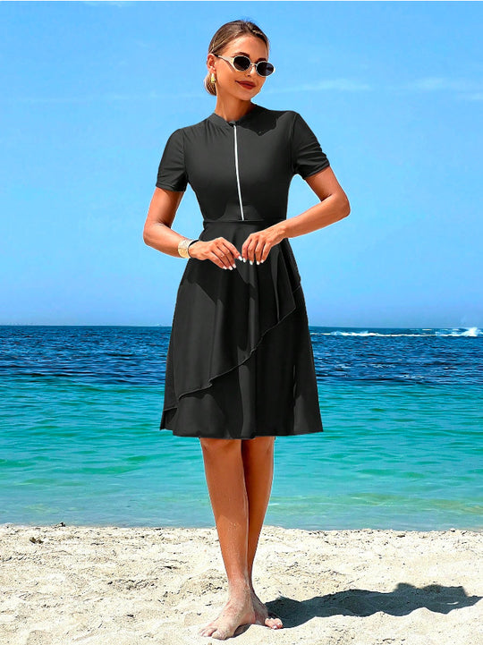 Damen Elegantes Strandkleid mit Rüschendesign EB
