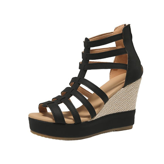 Damen Wedge-Sandalen mit geflochtenem Plateau EB