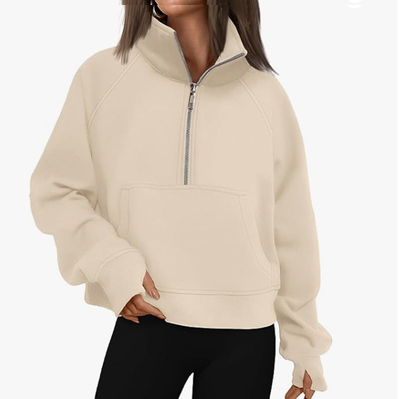 Damen Sportlicher Hoodie mit hohem Kragen EB