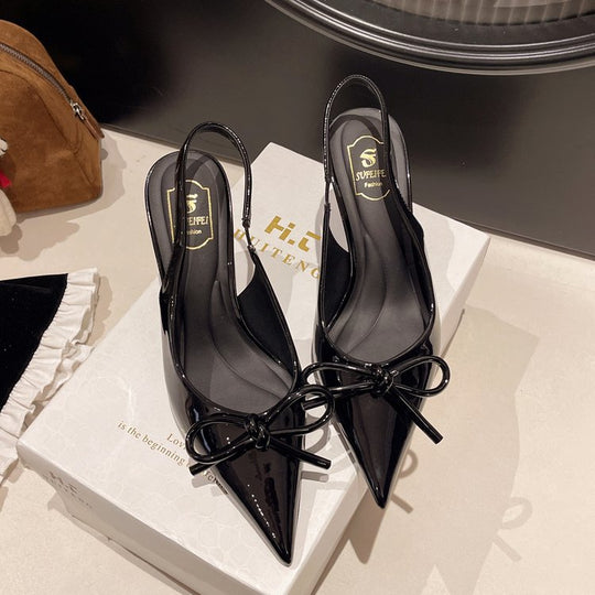 Damen elegante Slingback-Pumps mit Schleifen-Detail EB