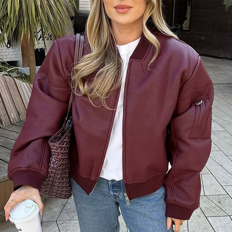 Damen Lässige jacke mit voluminösen Ärmeln und Reißverschluss EB
