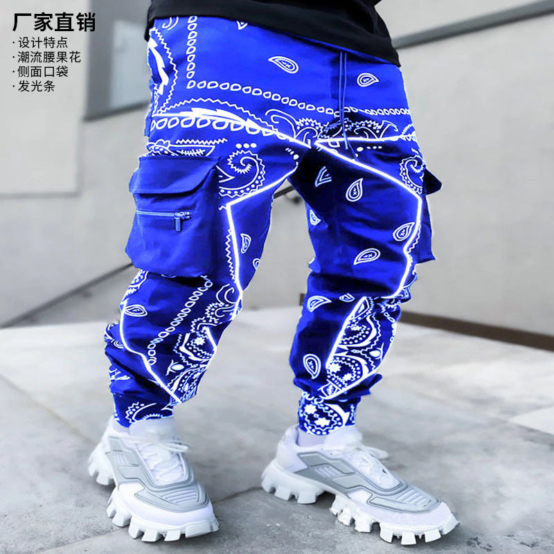 Herren Cargo-Jogginghose mit Bandana-Print, Kordelzug & Mehrfachtaschen EB