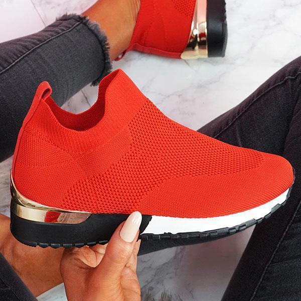 Damen sportliche Slip-On Sneakers mit innovativem Strickdesign EB
