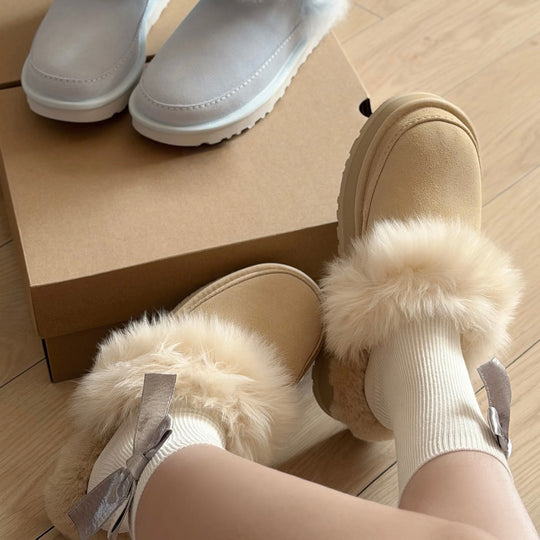 Damen Flauschige Hausschuhe mit elegantem Fleece und rutschfester Sohle EB