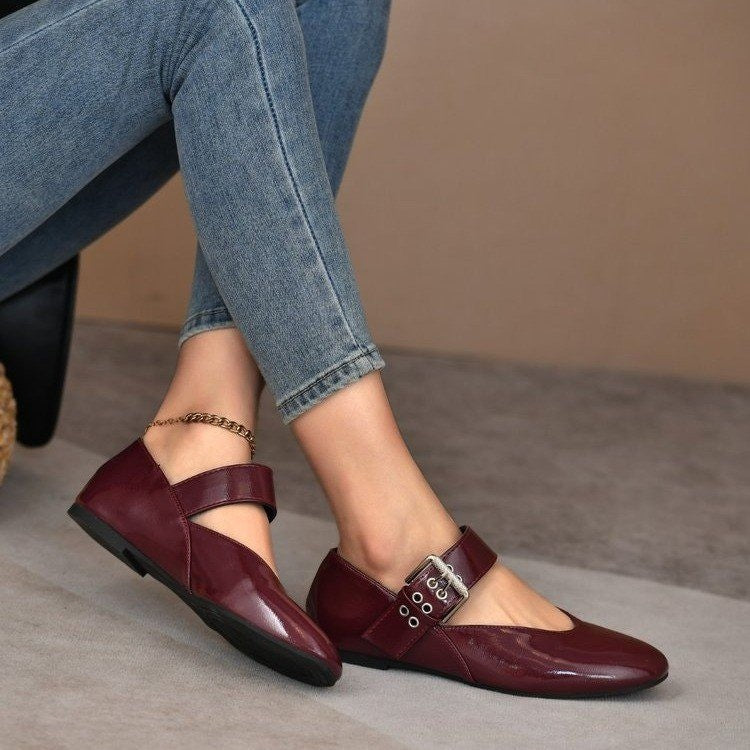 Damen Elegante Mokassins mit modischem Schnallenverschluss und anatomischem Fußbett EB