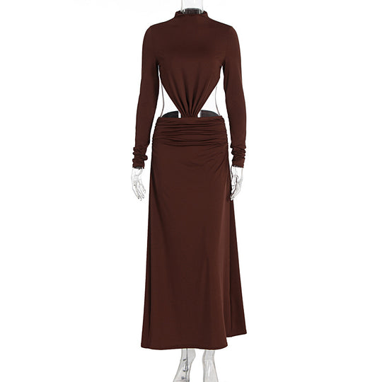 Damen Elegantes Wickelkleid mit langen Ärmeln und Raffungen EB