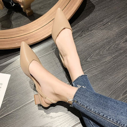 Damen Slingback-Pumps mit spitzer Zehenpartie und quadratischem Absatz EB