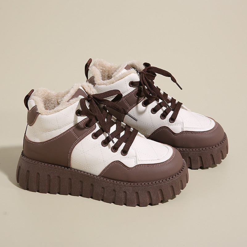 Damen Warmfutter Sneakers mit dickem Plateau EB