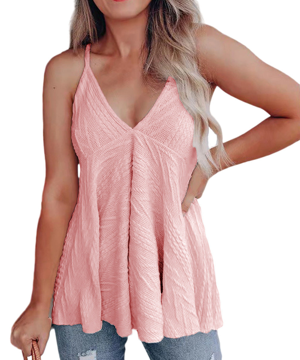 Damen lässiges Volant-Top mit V-Ausschnitt EB