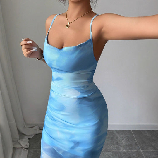 Damen Wickelkleid mit asymmetrischem Schnitt und raffinierten Rüschendetails EB
