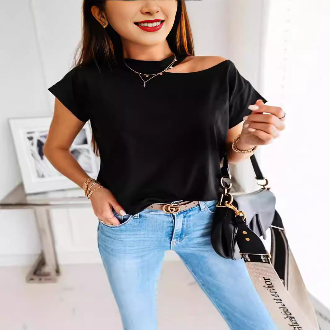 Damen Off-Shoulder T-Shirt mit modernem Schnitt und bequemen Ärmeln EB