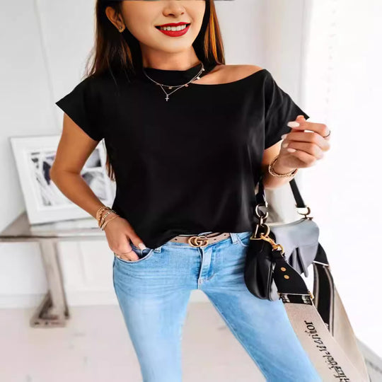 Damen Off-Shoulder T-Shirt mit modernem Schnitt und bequemen Ärmeln EB