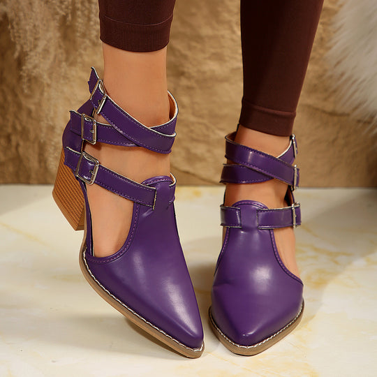 Damen modische Stiefeletten mit Schnallen EB