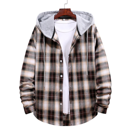 Herren Karohemdjacke mit Kapuze und großzügigen Taschen EB