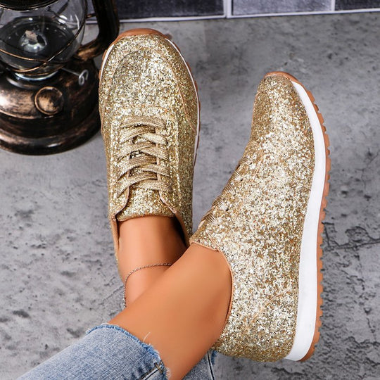 Damen Sportliche Glitter-Sneakers EB