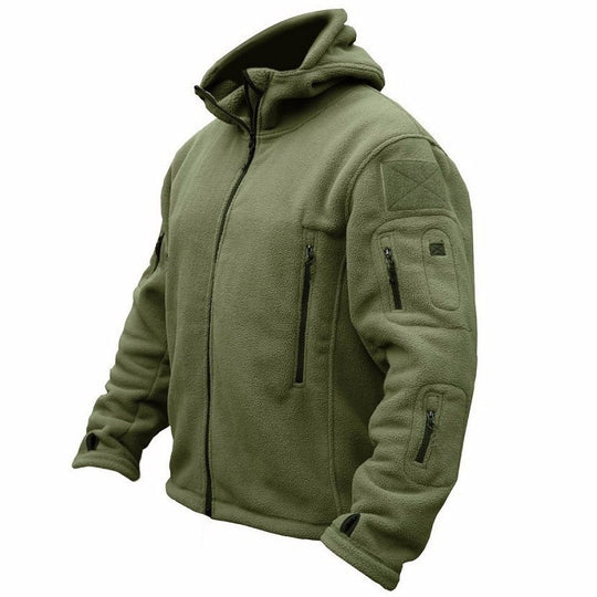Herren Fleecejacke mit mehrfachen Taschen und verstellbarem Kapuzenkragen EB