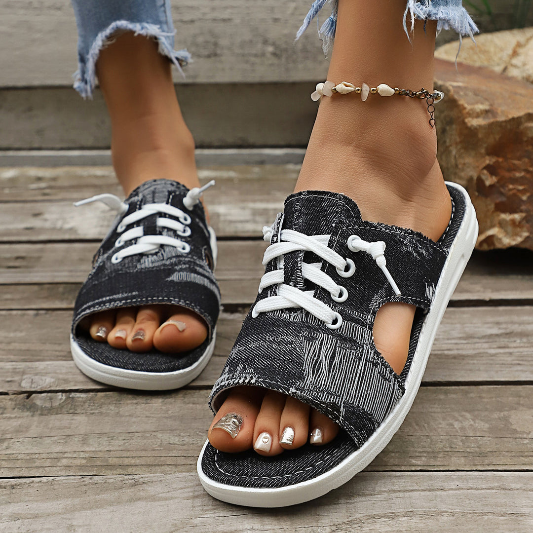 Damen Offene Slipper mit verstellbarem Schnürsystem EB