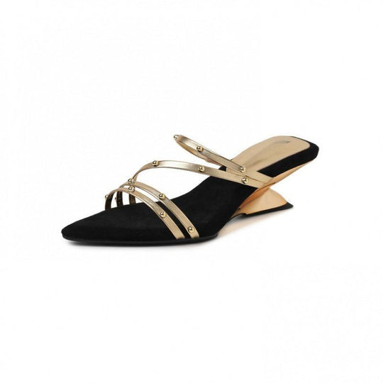 Damen schicke Mules mit eleganten Riemchen EB