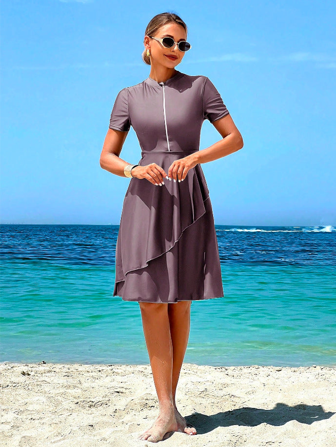 Damen Elegantes Strandkleid mit Rüschendesign EB