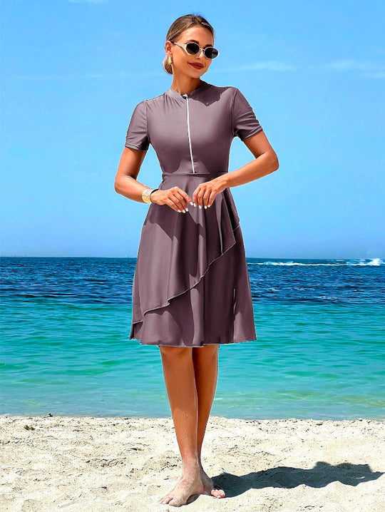 Damen Elegantes Strandkleid mit Rüschendesign EB