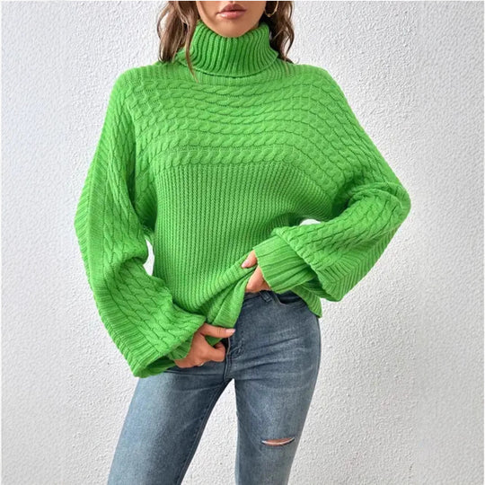 Damen Gemütlicher Rollkragenpullover mit strukturiertem Design EB