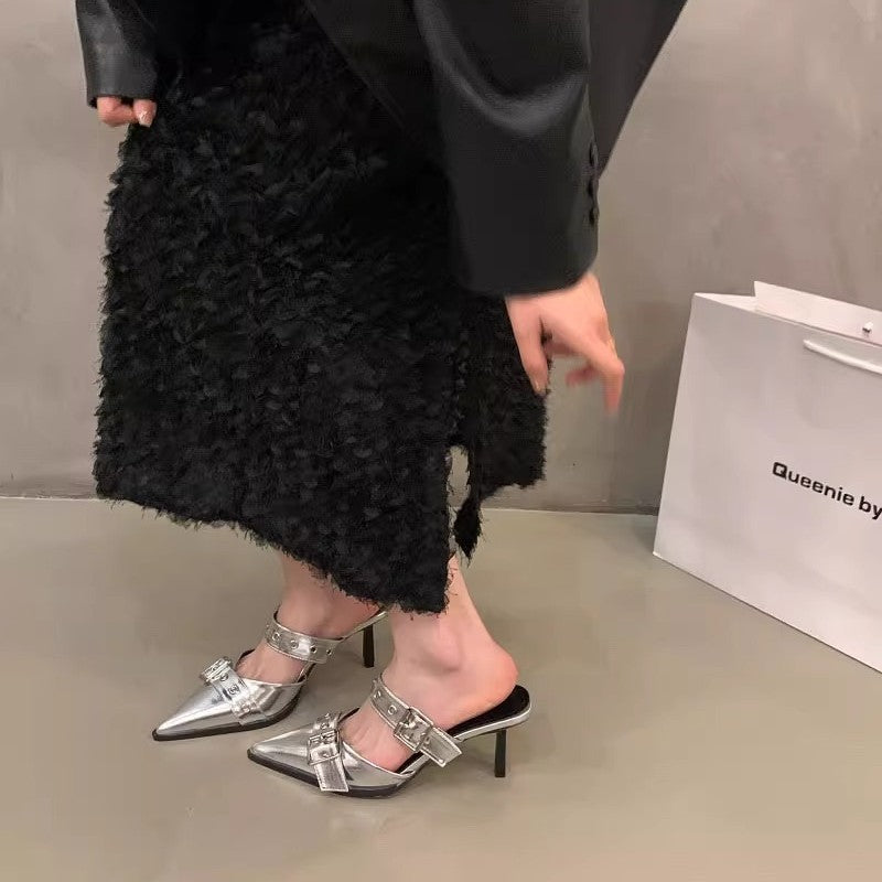 Damen elegante Slingback Pumps mit modischem Schnallen-Design EB