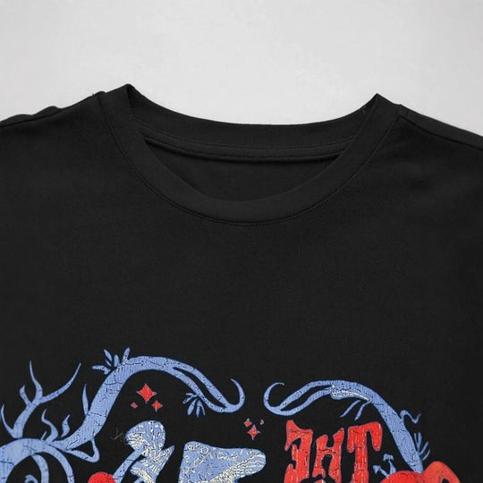 Damen lässiges Crop-T-Shirt mit kreativem Grafikdesign EB