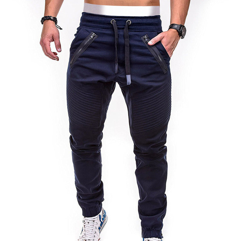 Herren modische Jogginghose mit elastischem Bund und seitlichen Reißverschlusstaschen EB