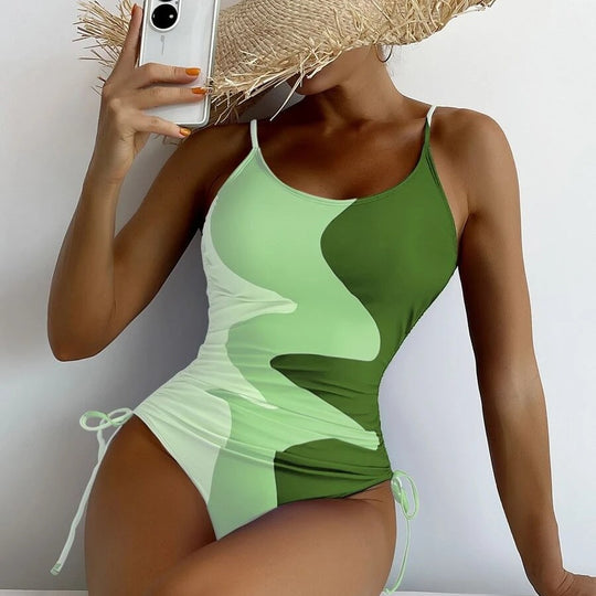 Damen Einteiler-Badeanzug mit verspielten Cut-Outs und floralem Design EB