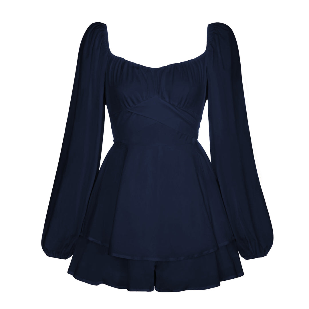 Damen Romantisches Minikleid mit Puffärmeln und verspieltem Schnitt EB