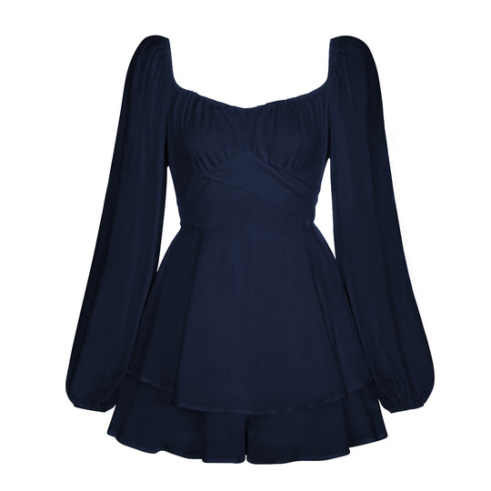 Damen Romantisches Minikleid mit Puffärmeln und verspieltem Schnitt EB