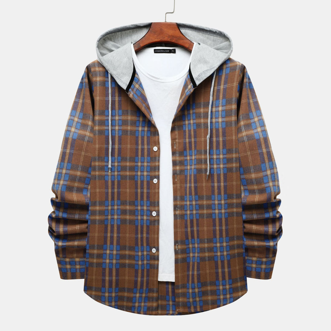 Herren Karo-Hemdjacke mit integrierter Kapuze und lässigem Design EB