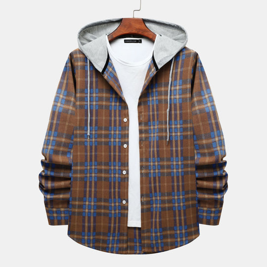 Herren Karo-Hemdjacke mit integrierter Kapuze und lässigem Design EB