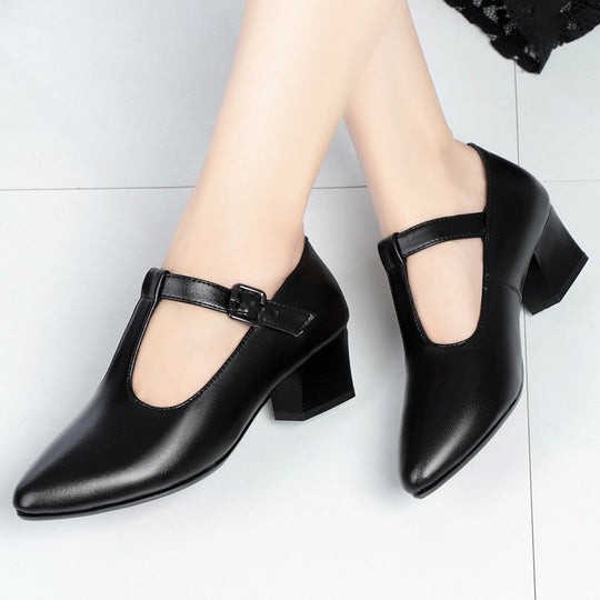 Damen Mary Jane Schuhe mit elegantem Riemchen und angenehm gepolstertem Blockabsatz EB