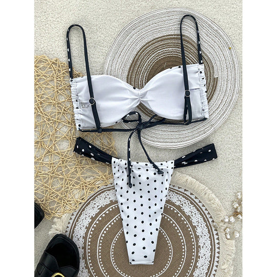 Damen Bikini-Set mit elastischem Stoff und Polka-Dots EB