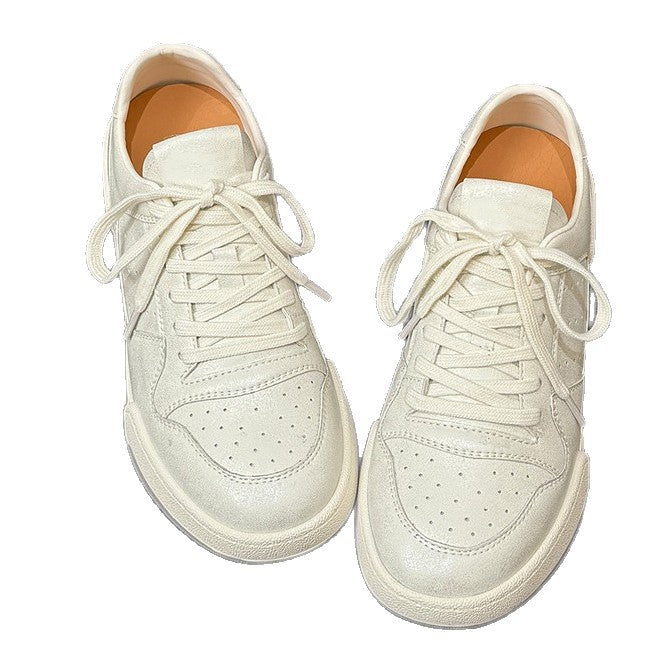 Damen sportive Sneaker aus hochwertigem Leder mit atmungsaktiver Mesh-Zunge EB
