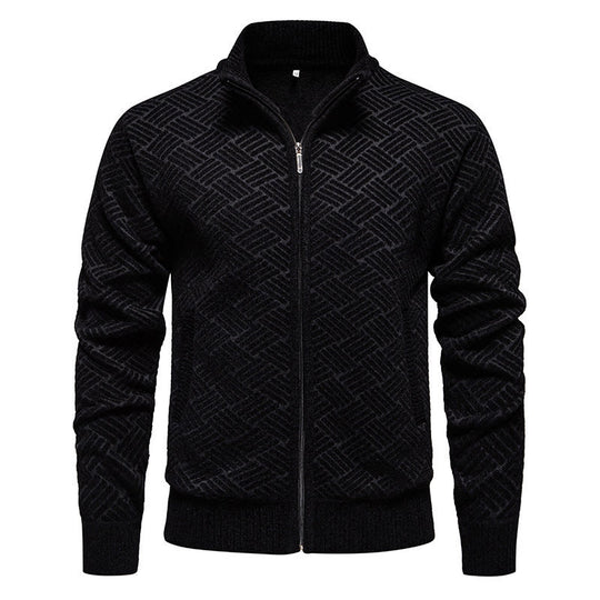 Herren modische Strickjacke mit hochgeschlossenem Kragen und Reißverschluss EB