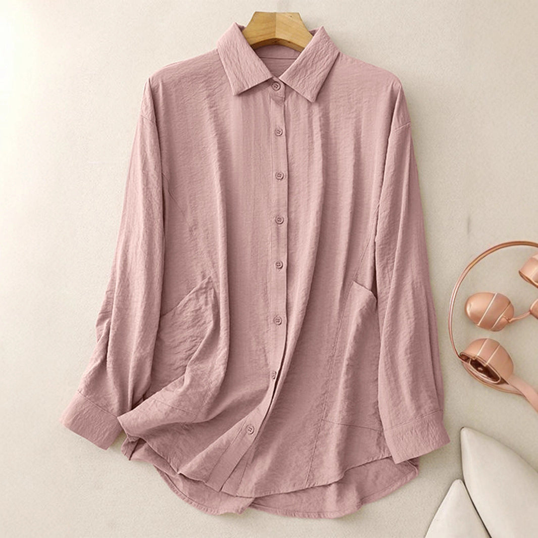 Damen Trendige Bluse mit lässigem Schnitt und praktischen Eingrifftaschen EB