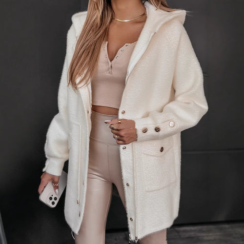 Damen Kuschelige Oversized-Winterjacke mit Taschen und hochwertigem EB