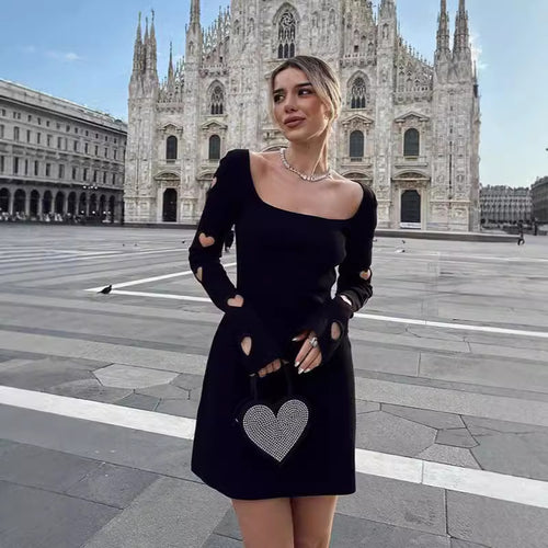 Damen Minikleid mit Herz-Details und asymmetrischem Ausschnitt EB