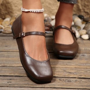 Damen Klassische Ballerinas mit verstellbarem Riemen EB